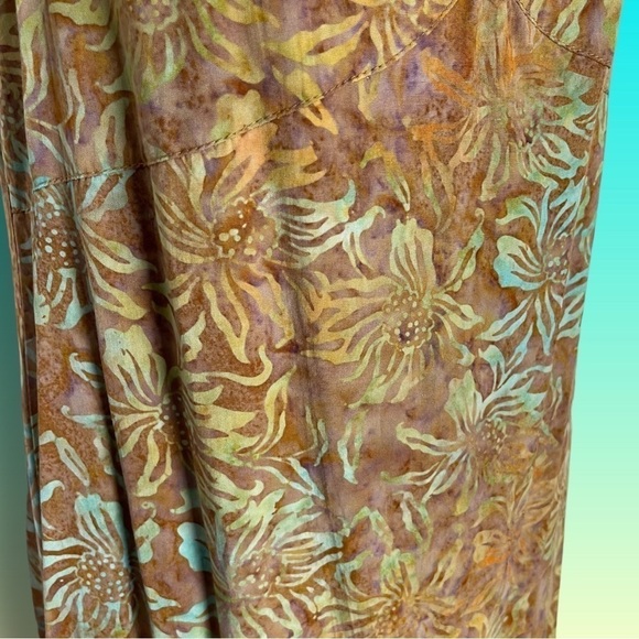 NOMADIC Traders Brown Green Floral Shift A-Line Tunic Tank Dress Medium - Picture 11 of 15